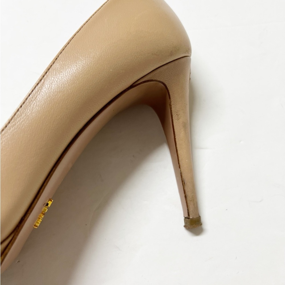 Prada Womens Nude Tan Leather Calzature Donna Platform Heeled Pump Size 37.5 - Picture 13 of 14